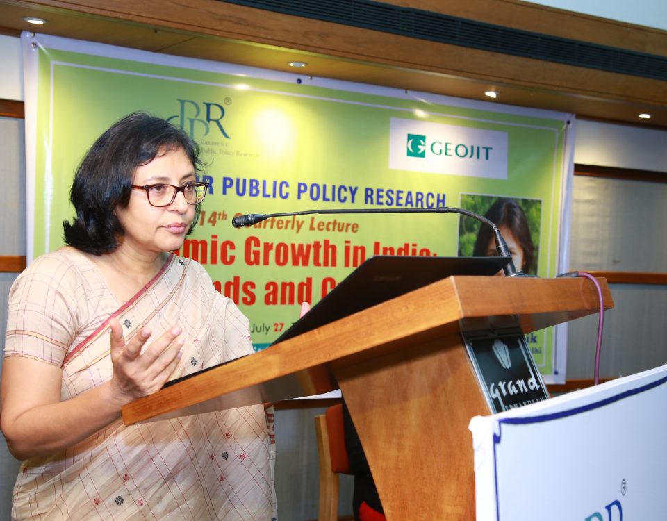 Dr Ila Patnaik delivering CPPR 14th Quarterly Lecture on 'Economic Growth in India: Trends and Cycle'