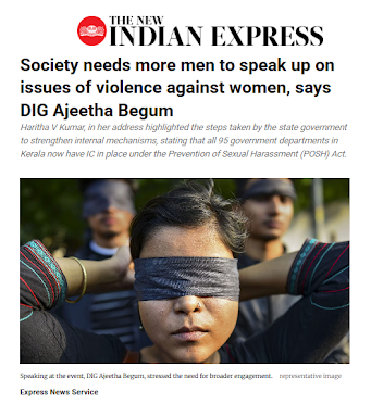 <bdi>Society needs more men to speak up on issues of violence against women, says DIG Ajeetha Begum</bdi>